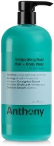 Anthony Mens Body Wash and Shampoo: Invigorating Rush 2-In-1 Liquid Gel Soap & Hair Shampoo – Pine Wood Scent Contains Eucalyptus Extract, Canadian Balsam & Birch Leaf 32 Fl. Oz