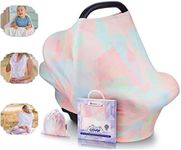 NatureBond Nursing Cover Breastfeeding | Most Breathable Mesh-Fabric Material | Multi Use for Baby Car Seat Covers Canopy Shopping Cart Cover Scarf Light Blanket Stroller (Sunrise Pink)