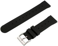 StrapHabit Waffle Rubber Dive Watch Strap with Stainless Steel Buckle - Durable 22mm Watch Band Replacement for Men and Women, Black