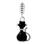 LSxAB Cute Black Cat Charm Compatible with Pandora Charms Bracelets