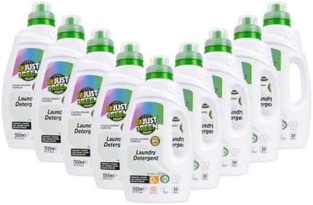 JUST GREEN ORGANIC Liquid Laundry Detergent for Colors, Plant-Based Laundry Soap, Non-Toxic, Hypoallergenic, EcoCert Certified, Vegan, Color Protection Formula, 30 Washes, 50.7 fl oz 1500 ml - 9 Pack