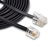 QBM 5 Meter Telephone Line Cord Cable (2 pin, 1 line) for Landline,Phone,Modem(Pack of 1).-Black