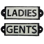 AB Tools Ladies & Gents Toilet Cast Iron Sign Plaque Door Wall Cafe Shop Pub Hotel Bar