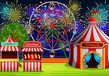 Haosphoto Amusement Park Backdrop 5X3FT Vinyl Circus Tent Backdrops Ferris Wheel Fancy Fireworks Cartoon Playground Photography Background for Kids Summer Holiday Birthday Photo Studio Prop YX928