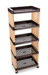 NYTK RETAIL Plastic 5 Tier Multi-Purpose Storage Organizer Kitchen and Office Rack with Wheels (Brown Ivery)