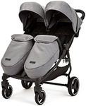 Ickle Bubba Venus Max Double Stroller – Twin Pushchair from Birth to 15kg per Seat, Independent Recline Seats, Footwarmers, Rain Cover, Compact Fold, Swivel Wheels & Suspension (Space Grey)