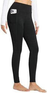 baleaf Women's Fleece Lined Leggings High Waisted Thermal Pants Cold Weather Winter with Pockets Gym Workout Black M