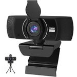 Webcam for PC 1080P with Microphone,Computer Camera 110° Field of View Streaming Camera with Cover Tripod Auto Light Correction Webcams for Zoom,Video Call, Skype,Teams