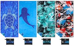 4 Pack Microfiber Lightweight Thin Beach Towel Sand Free Quick Dry Super Absorbent Compact Oversized Large Towels for Swimming Pool Yoga Gym Travel Vacation Beach Accessories Essentials for Adults