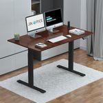 JIN OFFICE Electric Height Adjustable Desk with 3 Memory Presets| with Walnut Brown Tabletop | Motorized Sit Stand Desk| 80 KG Weight Capacity (Black Frame | Brown Top | 1200 * 750 mm)