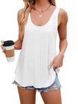 iChunhua Eyelet Embroidery Tank Tops Women Boho Tops Summer Holiday Clothes for Women UK White L