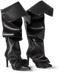 Lunhonk Denim Knee High Boots Black