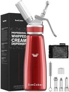 SimCoker Whipped Cream Dispenser,Aluminum Cream Whipper 500mL/1 Pint,3 Decorating Nozzles,1 Brush, 1 Storage Bag,Homemade Whipped Cream Maker,Red