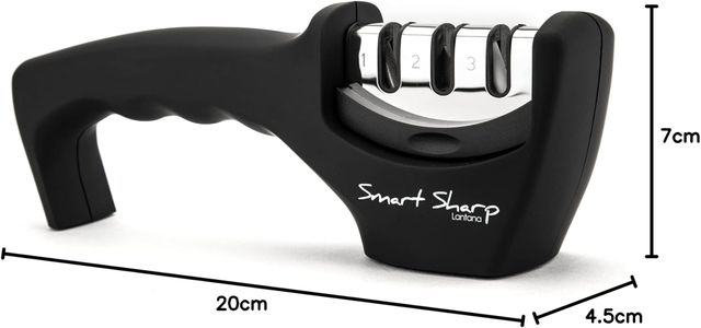 Lantana Smart Sharp 3-Stage Knife Sharpener – Ceramic, Diamond, Tungsten, Black/Chrome