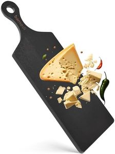 Bamodi | Extra Long Acacia Wood Cutting Board with Round Handle - Versatile Charcuterie and Cheese Board - Durable Wooden Chopping Board - Elegant Black Design for Modern Kitchens - 23.6''L x 8''W
