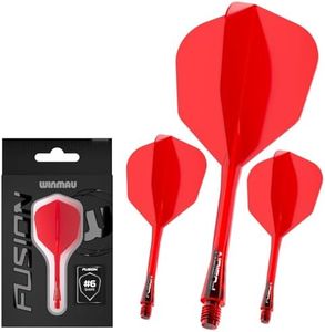 Winmau Darts Fusion Integrated Flight & Shaft System - No.6 Shape & Design - Red Colour, Intermediate Length