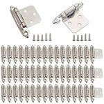 50 Pack 1/2" Overlay Cabinet Hinges(Satin Nickel),Self-Closing Hinges for Kitchen Cabinet Door,Semi-Concealed Hinge with Screws,1.5MM Thickness,Satin Nickel(25 Pairs)