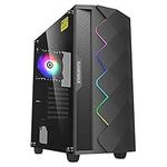 GameMax Black Diamond ARGB Mid-Tower PC Gaming Case, ATX, 3 Pin AURA Male & Female Connectors, Built In ARGB LED Strip, 1 x 120mm ARGB Fan Included, Water-Cooling Ready | Black