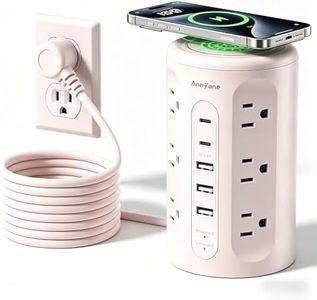 Power Strip Tower with USB Ports, 6.5 FT Extension Cord with Multiple Outlets (12AC+3A+2C) for Home Office Desk College Dorm Room Supplies