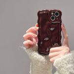 FABSPARK Case for iPhone 11,Cute 3D Solid Color Meteorite Bubble Water Ripple Curly Wavy Frame Case,Soft TPU Shockproof Case for iPhone 11 Phone Case 6.1 Inch,Wine Red