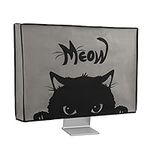 kwmobile Computer Monitor Cover Compatible with 24-26" monitor - Meow Cat Grey/Black