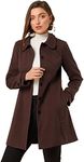 Allegra K Women's Peter Pan Collar Single Breasted Overcoat Winter Long Coat Deep Brown Small