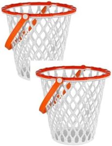 Retail SG - (2) Basketball Themed Easter Egg Gathering pails Halloween Birthday Buckets Basket Sports Open Grid 8.375x7.875 White