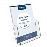 EUROPEL Leaflet & Brochure Holder For A5 Size Literature Crystal Clear Acrylic Construction Booklet, Flyer & Menu Display & Dispenser For Office, Restaurants & Reception Portrait Clear