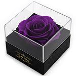 Kylin Glory Fresh Cut Flower Preserved Rose for Women Mom Wife Girlfriend - Flower Gift Real Rose Decor for Mother's Day Valentine's Day Wedding Party Celebration Birthday Anniversary (Purple)