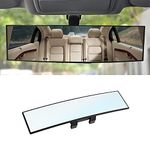 Car Rearview Mirror, 12 Inch Panoramic Wide Angle Anti-Glare, Clip on Auto Rear View Mirror, HD Clear Convex Surface, Car Interior Accessories Universal for SUV, Truck, Van, Vehicles (White)