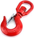 QWORK Swivel Lifting Hook, 1 Pack of 2 Ton Swivel Eye Sling Hook with Latch, Forged Alloy Steel Crane Swivel Hook, Lifting Swivel Hoist Hook Rigging, Red