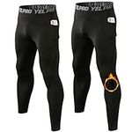 SPVISE 2 Pack Men's Thermal Compression Pants Winter Warm Athletic Leggings Running Tights Baselayer Underwear Bottoms Pocket