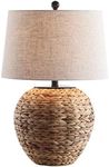 JONATHAN Y JYL6501A Alaro 24.5" Banana Leaf Basket LED Table Lamp Coastal Cottage Industrial Bedside Desk Nightstand for Bedroom Living Room Office College Bookcase LED Bulb Included, Natural