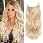 Secret Hair Extensions 12 Inch Bleach Blonde Hair Extensions Invisible Wire Hair Extensions Synthetic Hair Pieces for Women Natural Wavy Hair Extension (Bleach blonde)