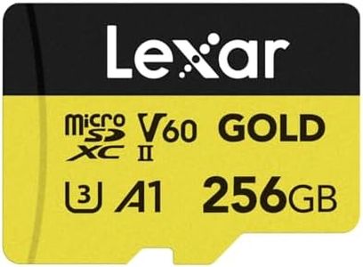 Lexar GOLD 256GB Micro SD Card, microSDXC UHS-II Flash Memory Card, V60, U3, A1, C10 microSD Card, Up to 280MB/s Read, TF Card for Drone/Action Camera/UHS-II Portable Gaming Device (LMSGOLD256G-BNNNG)