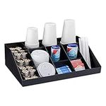 Navaris Coffee Station Organiser 10 Compartments - Coffee Organiser Station for Sugar, Creamer, Tea Supplies - Coffee Bar Organiser for Office and Kitchen Countertop Organisation