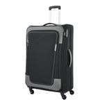 American Tourister Icor (Medium) 70Cms|Carry On Trolley Bag for Travel|Wet Pocket|Expandable|Polyester Luggage|Combination Lock|4 Spinner Wheel Suitcase for Men & Women (Black)|Light Weight & Durable