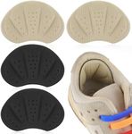 2 Pairs Shoe Heel Cushion Pads Inserts, Self-Adhesive Shoe Inserts, Shoe Liners Heel Grips Inserts for Women Men to Loose Shoes Too Big, Anti-Slip Heel Guards Improve Shoe Fit (Black, Beige)