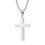 MERTTURM Stainless Steel Cross Necklace for Men, Cross Pendant Necklace with Chain 60cm, Silver/Gold/Black Necklace, Gift for Birthday/Christmas/Easter/Thanksgiving Day(lightfast & sweatproof)