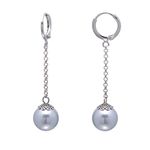 Vintage Simulated Pearls Dangle Drop Leverback Earrings for Women, Grey Nacre