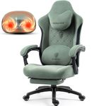 Dowinx Gaming Chair with Heated Massage Lumbar Support, Breathable Fabric Office Chair with Pocket Spring Cushion and Footrest, Recliner High Back PC Chair for Adult, Green