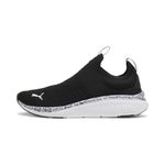 PUMA Women's Softride Pro Echo Slip-on Sneaker, Puma Black-puma White-puma Silver, 8.5