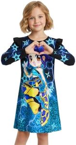 Girls Kpop Singer Long Sleeves Dresses Kids Fashion Pop Playwear Novelty Casual Wear 4-5T