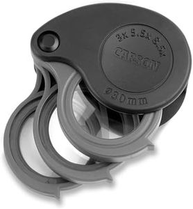 Carson TriView loupe pliante avec étui incorporé, grossissements de 3x/5,5x/8,5x (TV-36)
