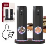 CIRCLE JOY Electric Salt and Pepper Grinder Set, USB Rechargeable Pepper Mills with Ceramic Grind and Adjustable Coarseness, Automatic Grinder for Home, Kitchen