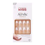 KISS Salon Acrylic French Collection, Je T'aime, Medium Length Square Fake Nails Includes 28 False Nails, Nail Glue, Nail File, and Manicure Stick