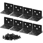 Joint Right Angle Bracket, 8 Pcs Black Stainless Steel Corner Bracket, L Shape Heavy Duty Metal Corner Brace Shelf Supporter for for Shelves Support DIY (1.5mm/0.06inch Thick)