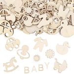 100 Pcs Baby Shower Confetti Wooden Neutral Baby Shower Decorations Baby Shower Table Decorations for Boys Girls Gender Reveal Table Decorations (Type B)