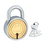 Alba Classic Pure Brass Combination Padlock with 3 Milled Keys | Built-in Protection| Pure Brass Combination Lock | Rust Proof Mechanism Lock,75 mm