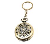 Arkanum Brass Compass Design Pocket Watch Keychain, Champagne